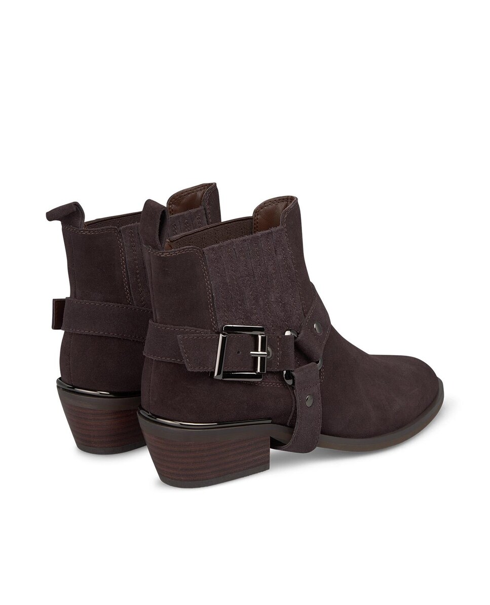 Botins de Pele com Fivela Castanho-escuro-3