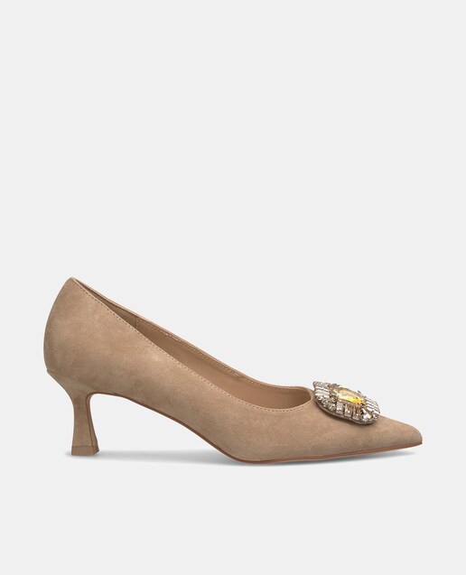 Imagen 0 de Zapatos de salón de mujer de piel con detalle de joya