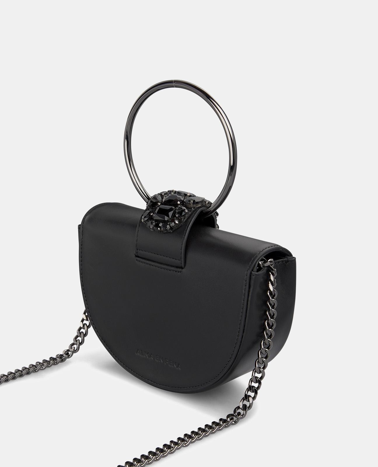 Bolso de mano convertible a bandolera de piel - Alma en Pena - Negro Negro-3