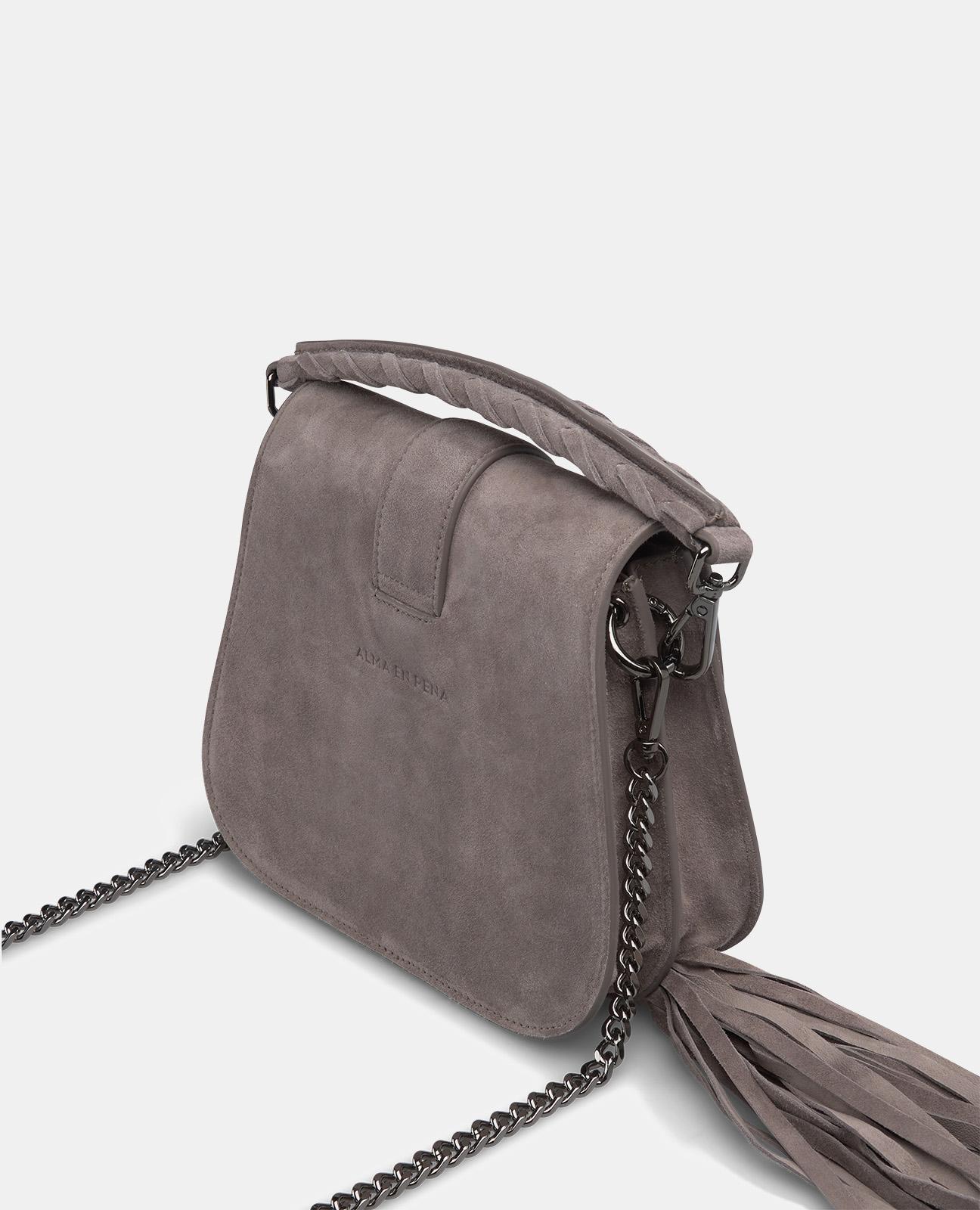 Bandolera de mujer en piel con detalle de estribo en pedrería - Alma en Pena - Gris Gris-3