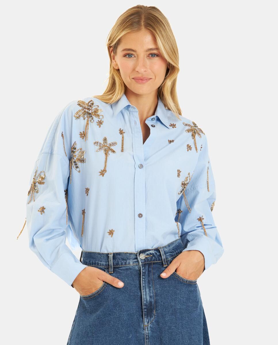 Playeras Blusas Con Pedreria Camisa De Mujer Con Pedrería Colgante