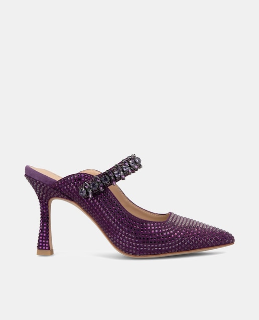 Imagen 0 de Zapatos de salón de mujer destalonados con tira de pedrería