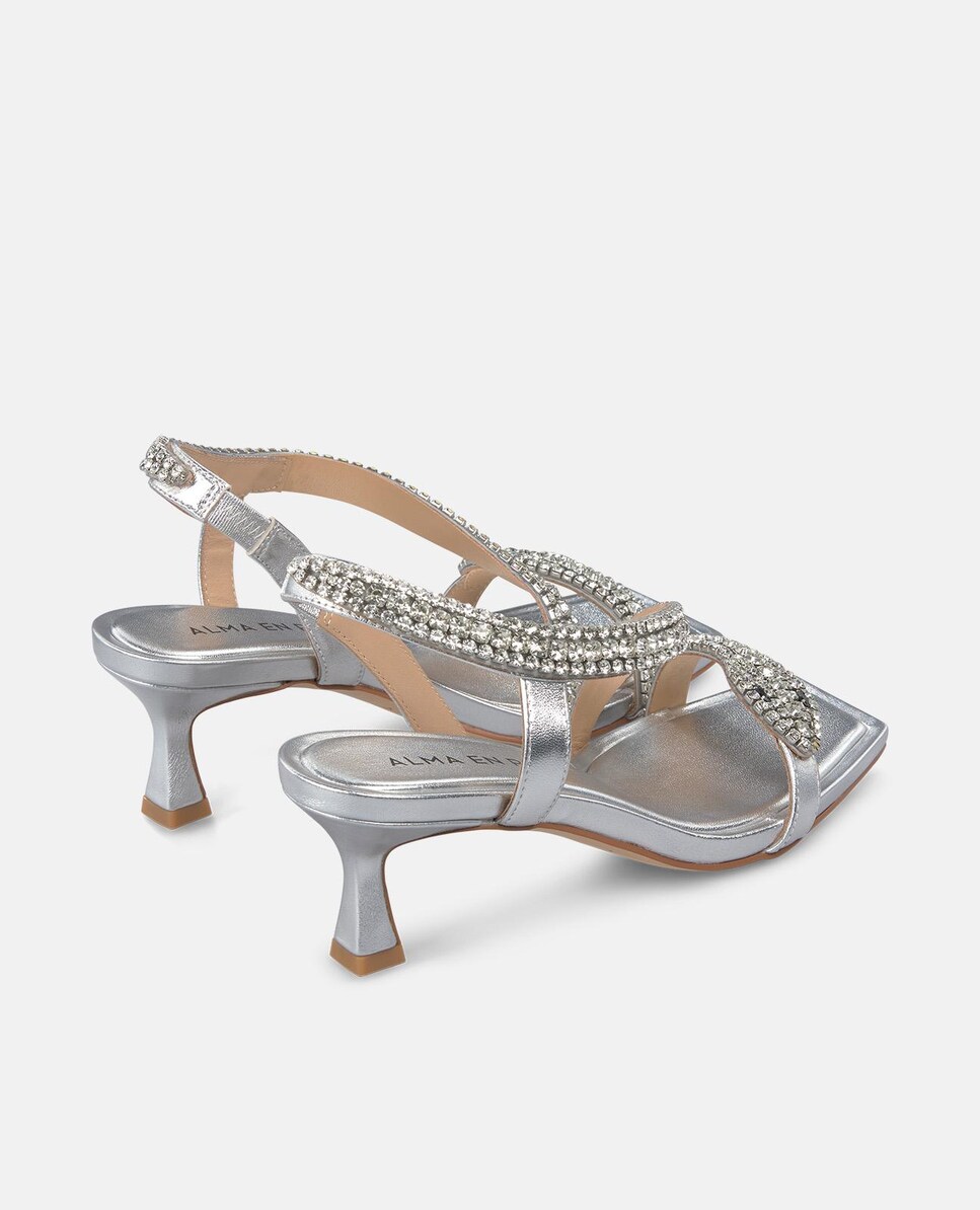 Sandalias de tacón de mujer con detalle de serpiente en pedrería