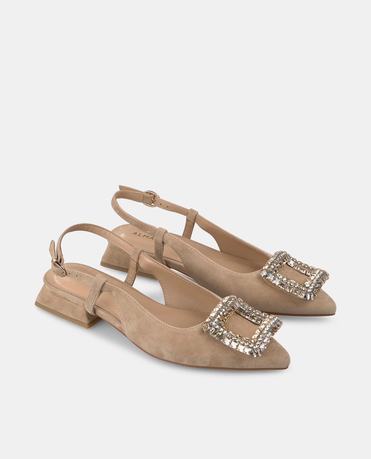 Zapatos de salón de mujer de piel con puntera afilada - Alma en Pena - Marrón Marrón-4