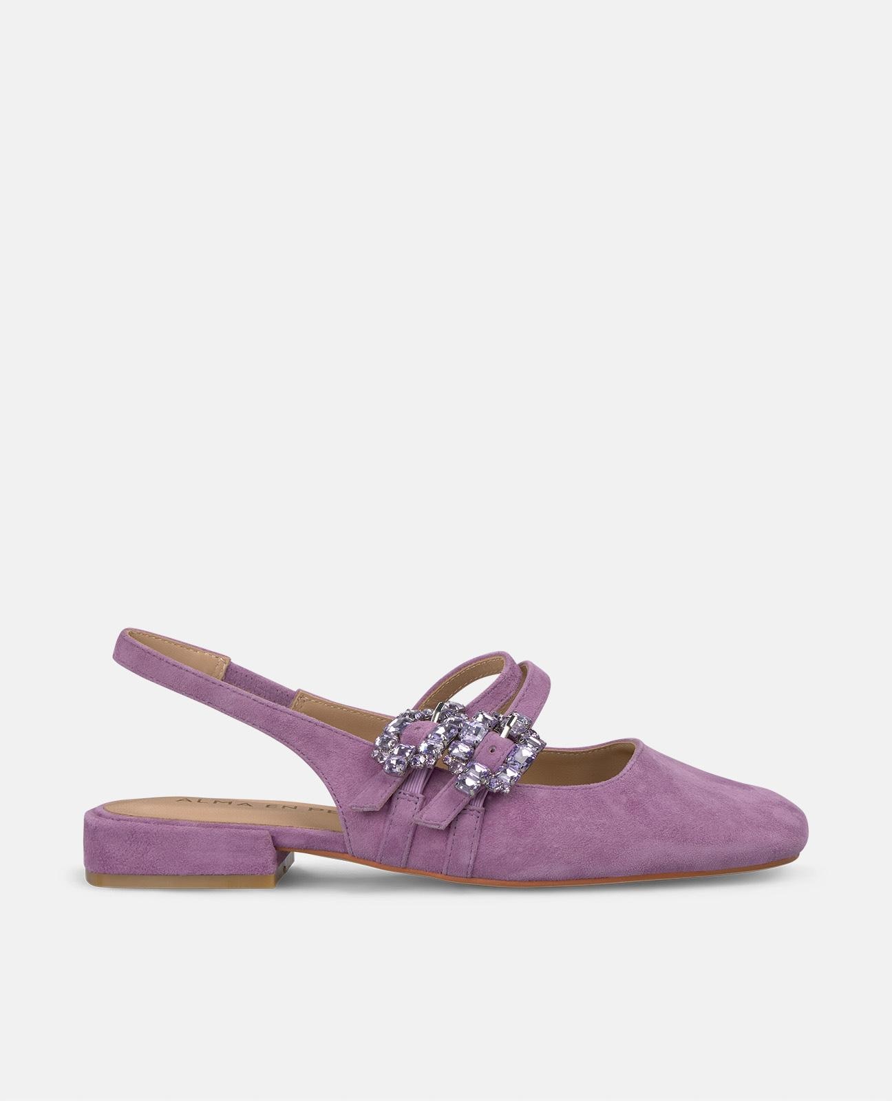 Alma en Pena - Zapatos de salón de mujer con cierre de doble hebilla con detalles en pedrería.