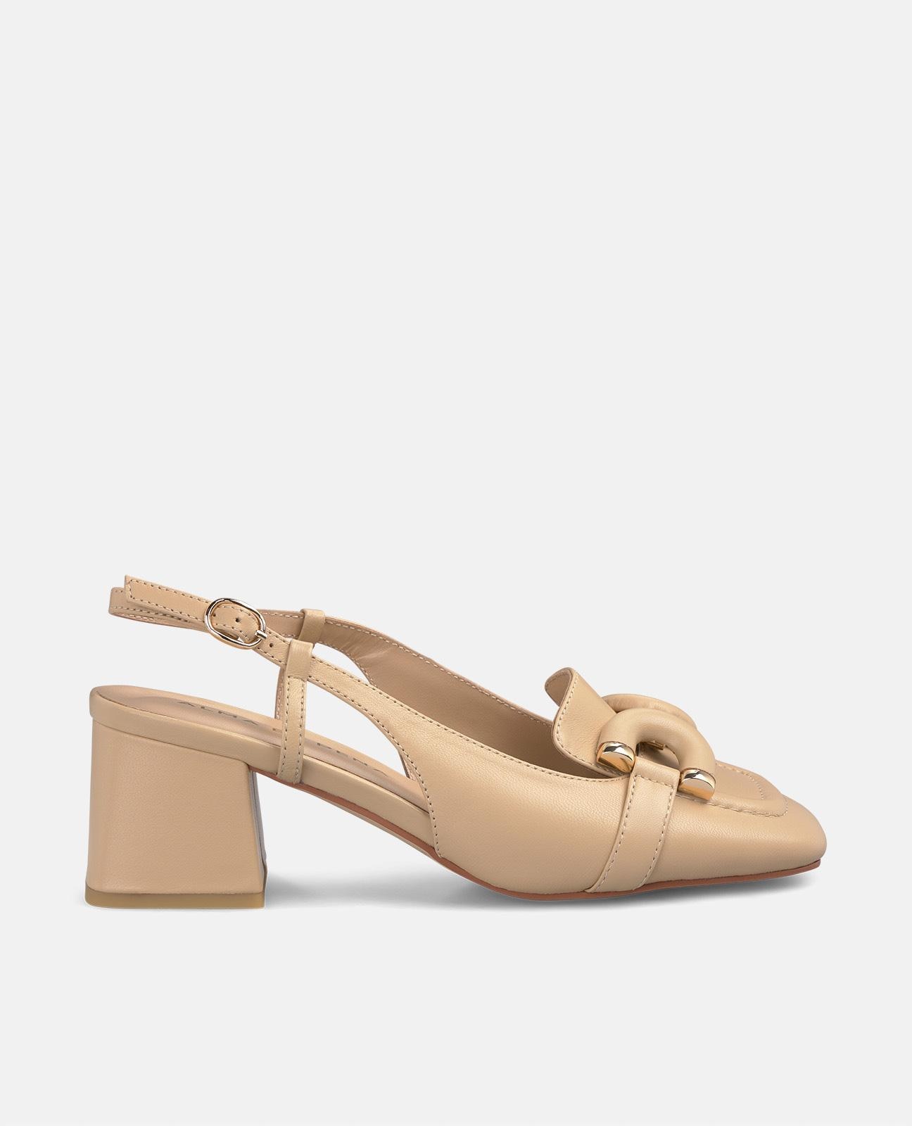 Alma en Pena - Zapatos de tacón ancho de mujer con puntera redondeada y cierre con hebilla.