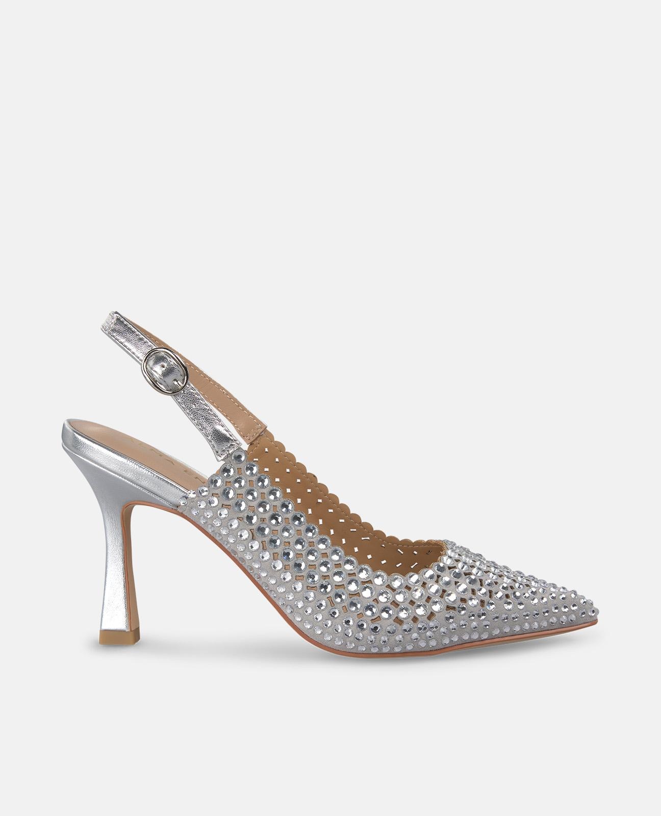 Alma en Pena - Zapatos de salón de mujer con tira cubierto de pedrería.
