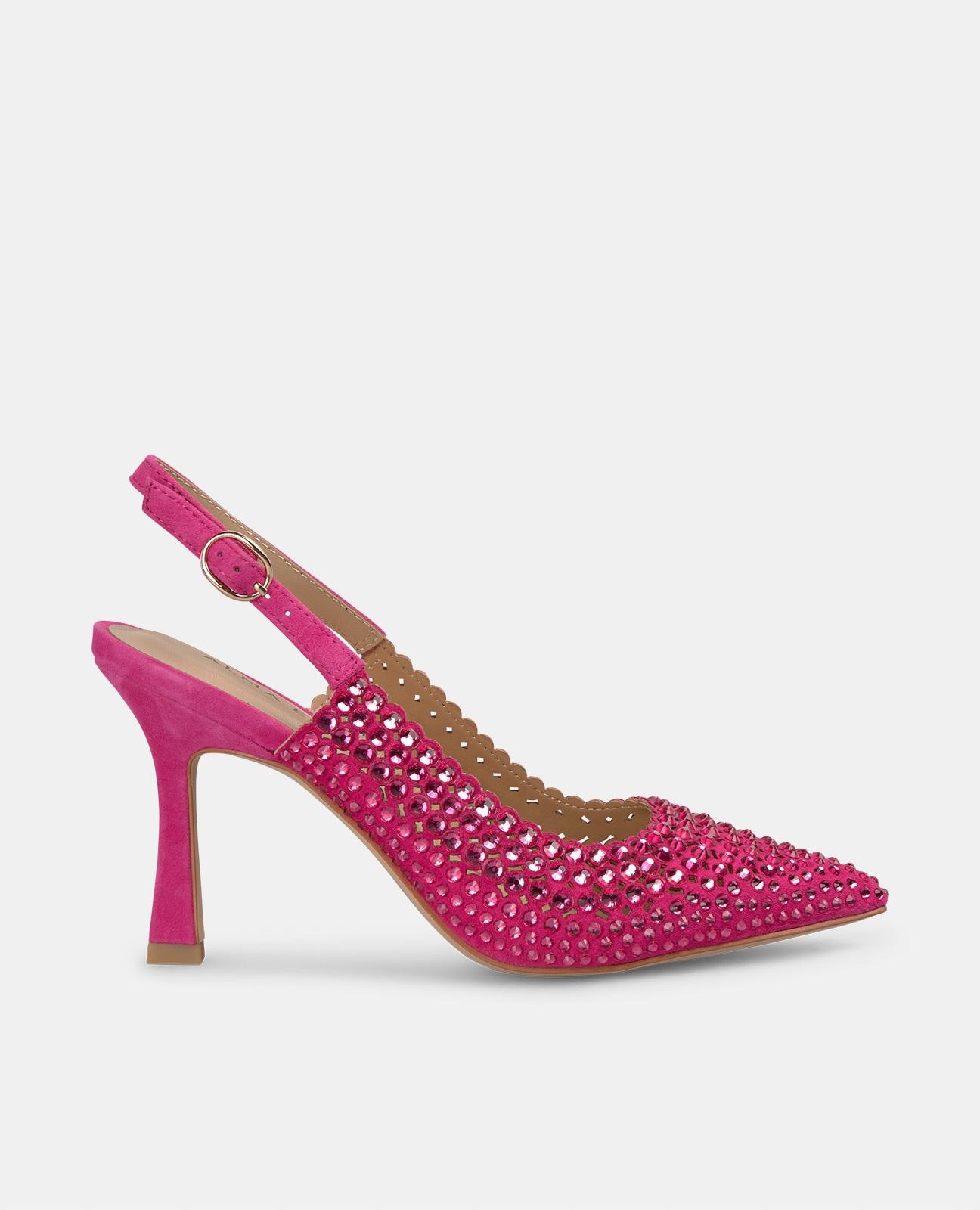 Alma en Pena - Zapatos de salón de mujer cubierto de pedrería con cierre de hebilla.