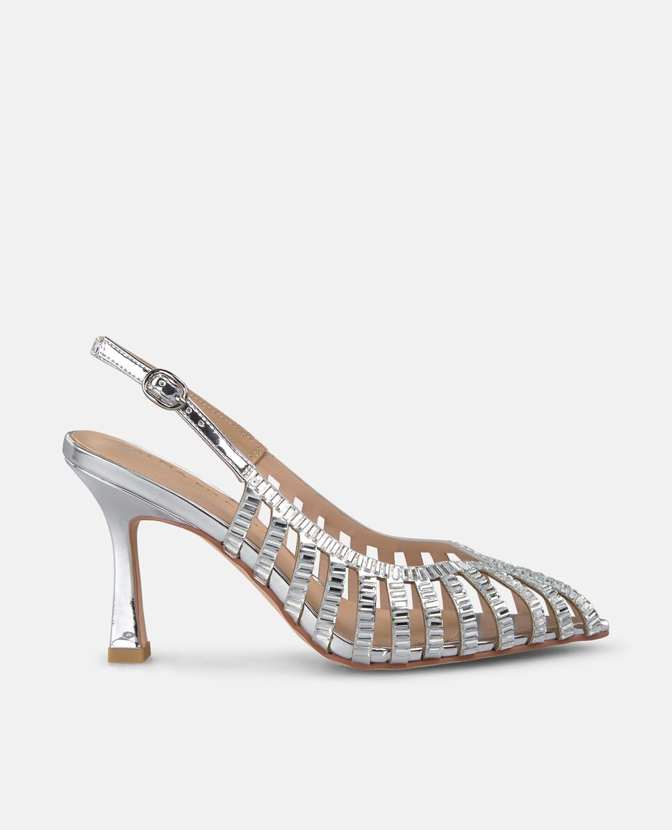 Zapatos tacón aguja de mujer con la puntera afilada efecto cristal