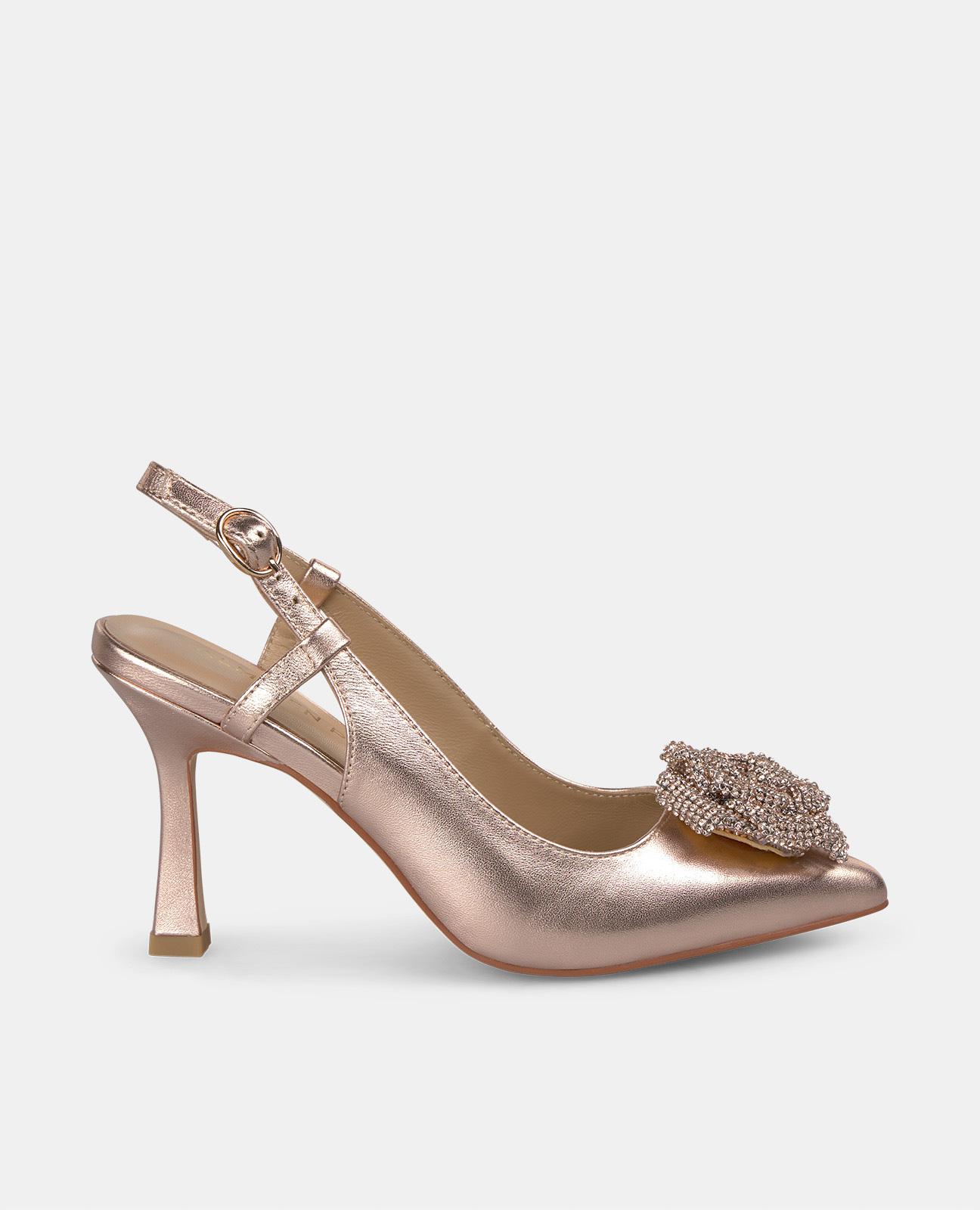 Alma en Pena - Zapatos de salón de mujer con adorno de flor y cierre de hebilla.