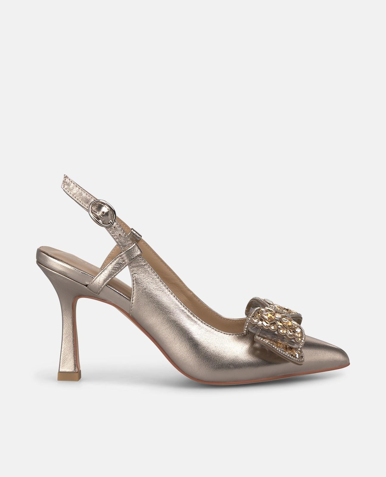 Alma en Pena - Zapatos de salón de mujer de piel con puntera afilada y adorno de lazo.