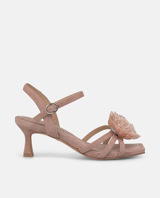 Imagen 0 de Sandalias de tacón de mujer con una flor de pedrería en la puntera