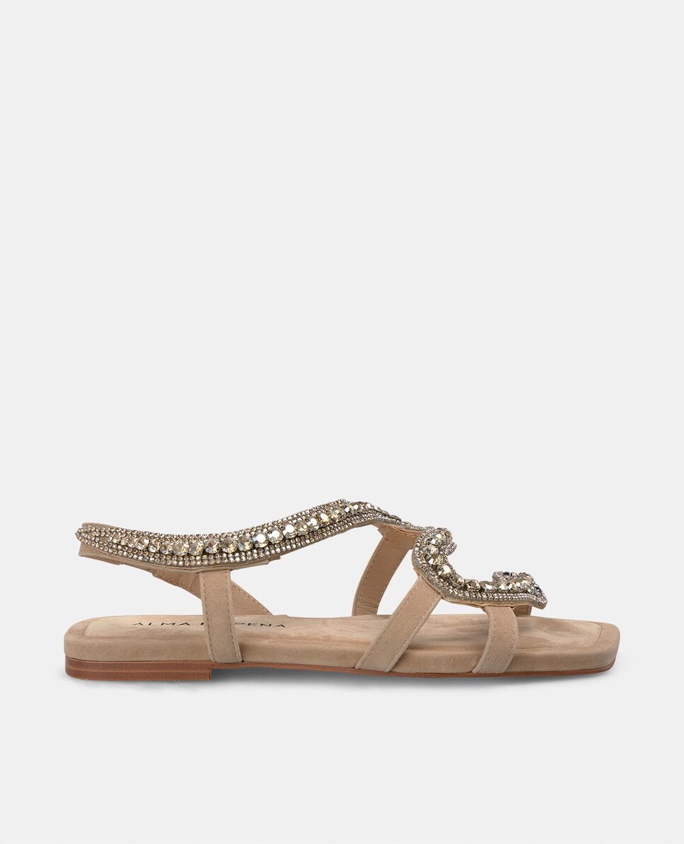 Sandalias Planas De Mujer Alma En Pena En Piel Con Tachas Y Cierre De