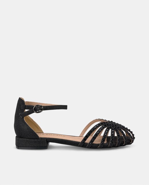 Imagen 0 de Sandalias planas de mujer estilo cangrejera con puntera redondeada y cierre con hebilla