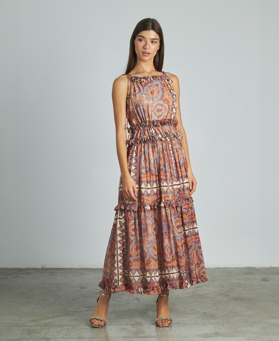 Vestido midi estampado con cuello halter · Alma en Pena · El Corte