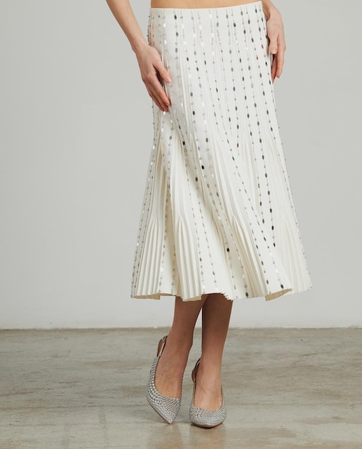 Imagen 0 de Falda midi plisada con detalles espejo