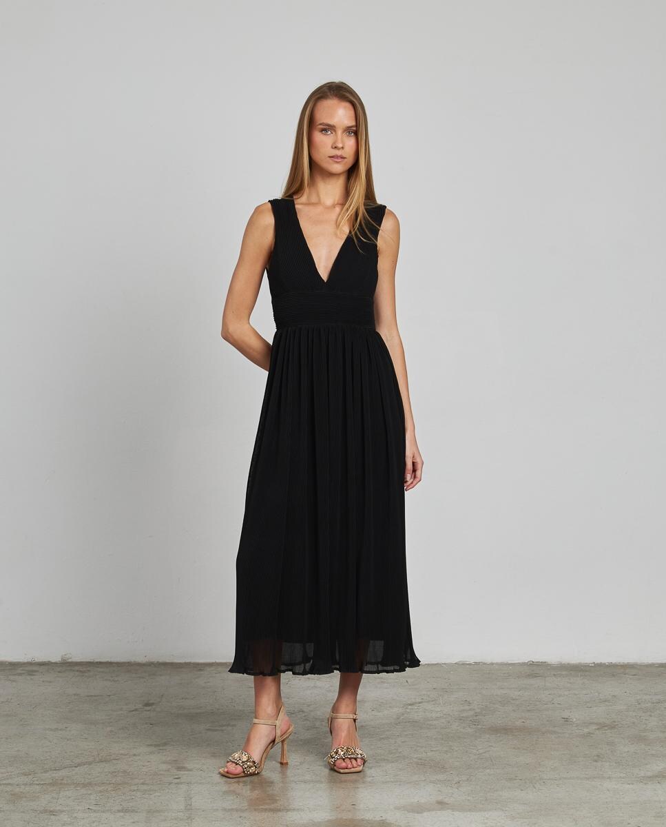 Vestidos Largos Vestido Negro Tirantes Midi Vestido Largo Liso Con