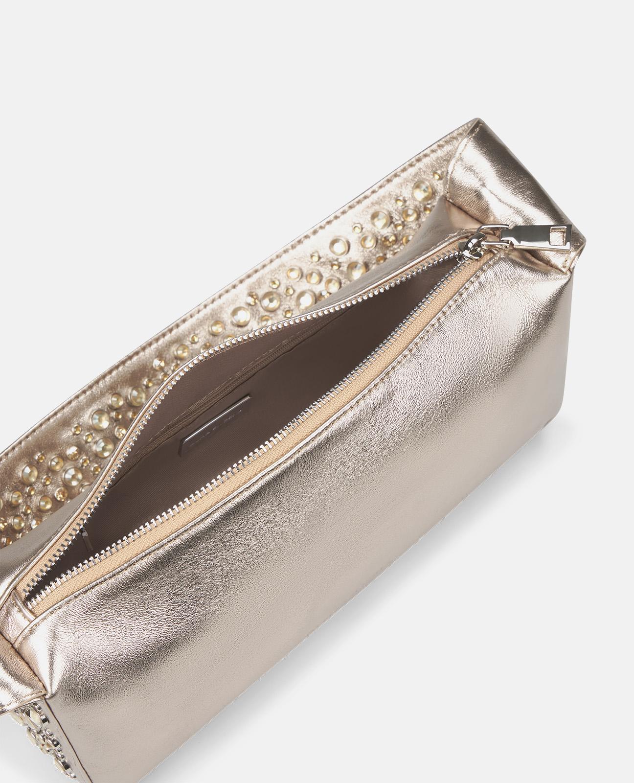 Bolso de mano con asa cubierta con tachas y cierre con cremallera - Alma en Pena - Oro Oro-2