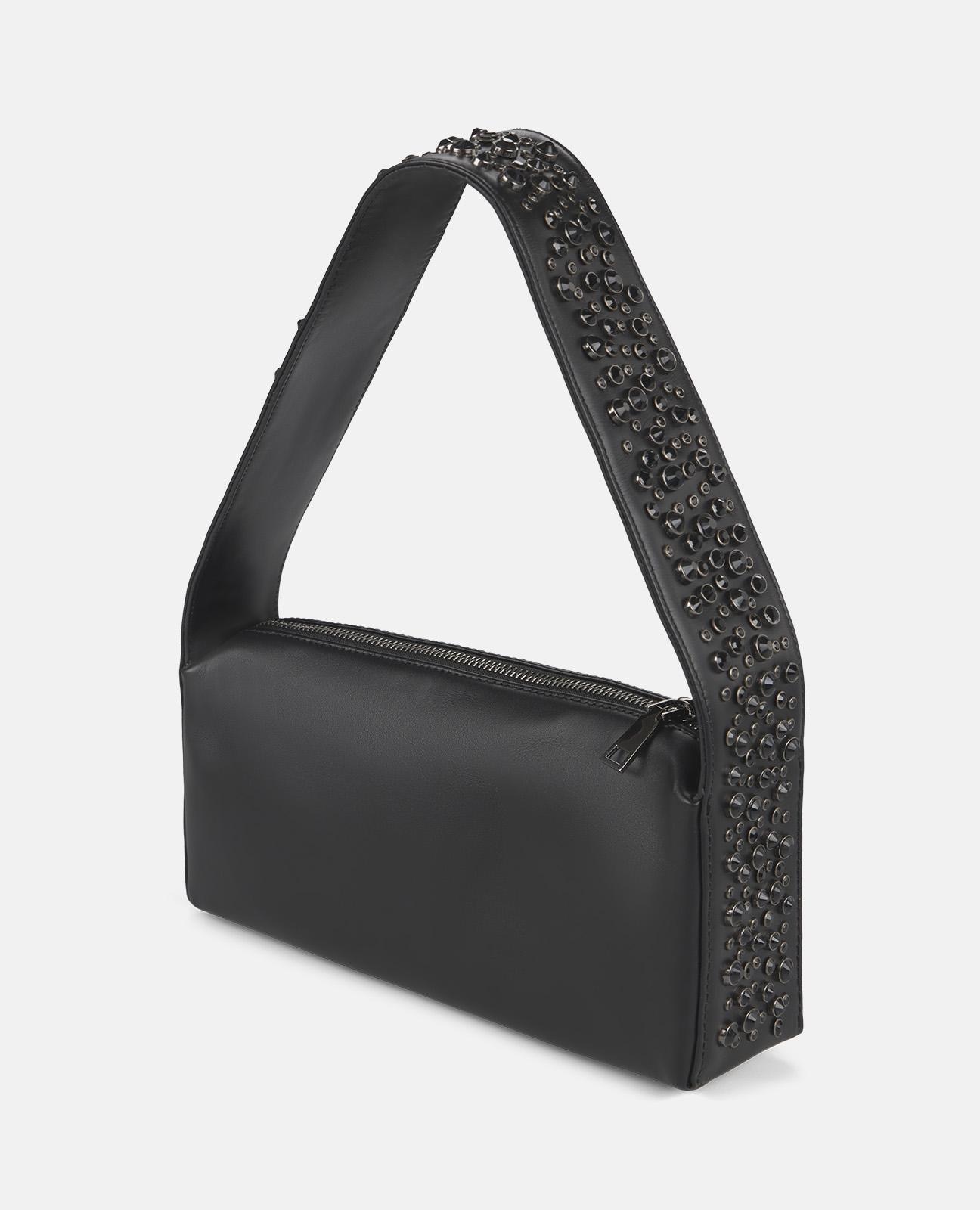 Bolso de mano con asa cubierta con tachas y cierre con cremallera - Alma en Pena - Negro Negro-3