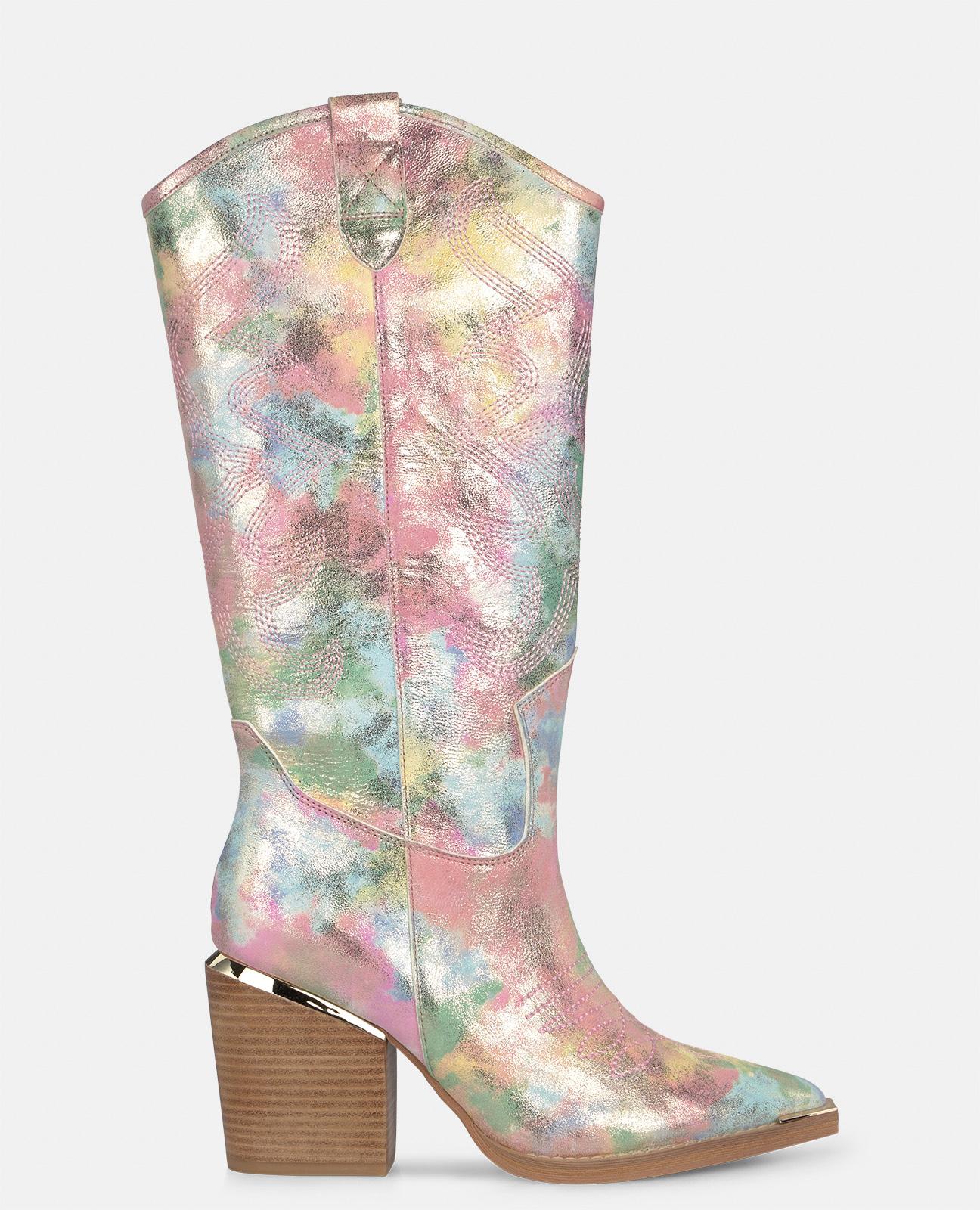 Alma en Pena - Botas básicas de mujer de piel estilo cowboy con puntera afilada.