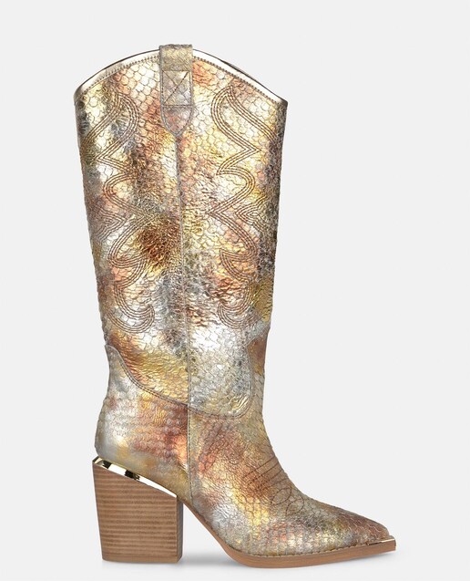 Imagen 0 de Botas de mujer de piel estilo cowboy con puntera afilada