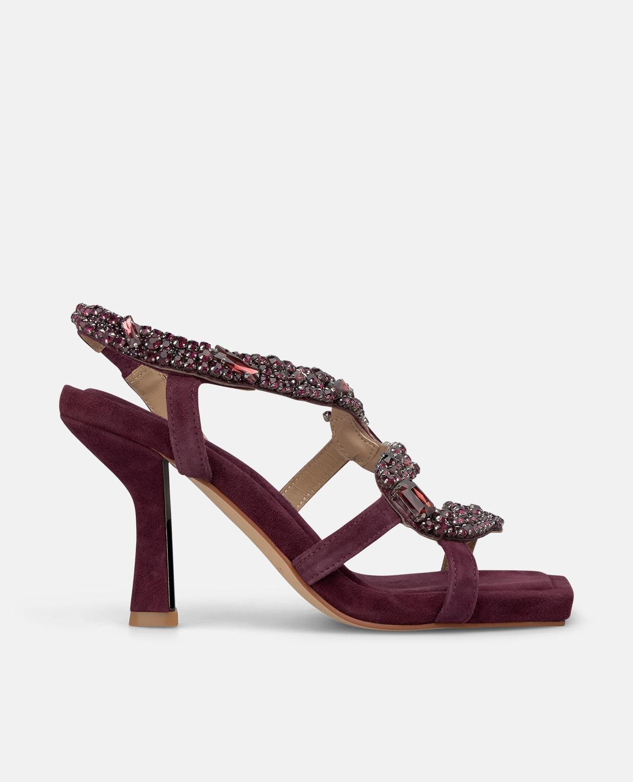 Alma en Pena - Sandalias de tacón de mujer con tira de pedrería en forma de serpiente.