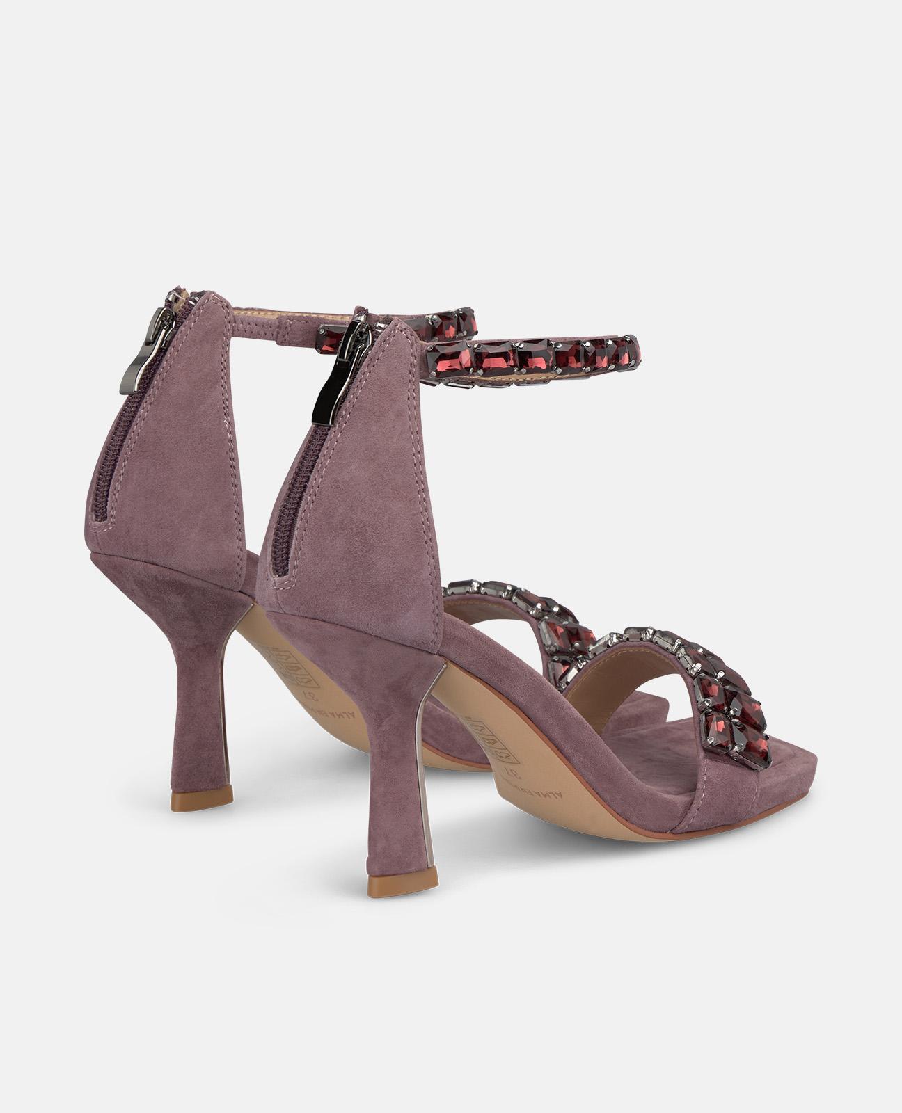 Sandalias de tacón de mujer con hebilla y tira de pedrería - Alma en Pena - Lila Lila-2