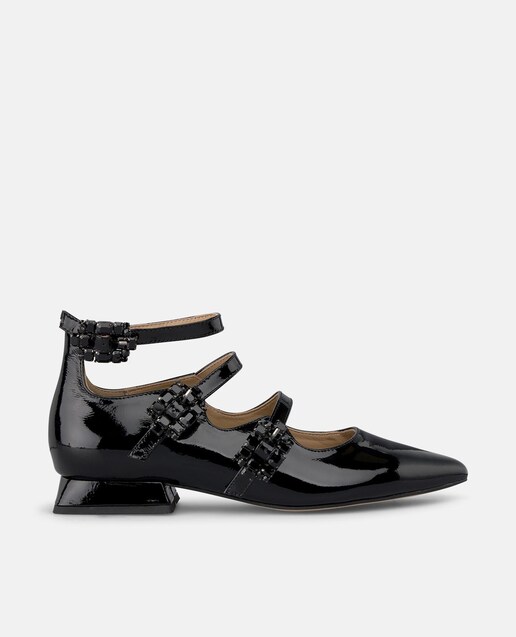 Imagen 0 de Zapatos planos de mujer con tres hebillas joya y puntera afilada