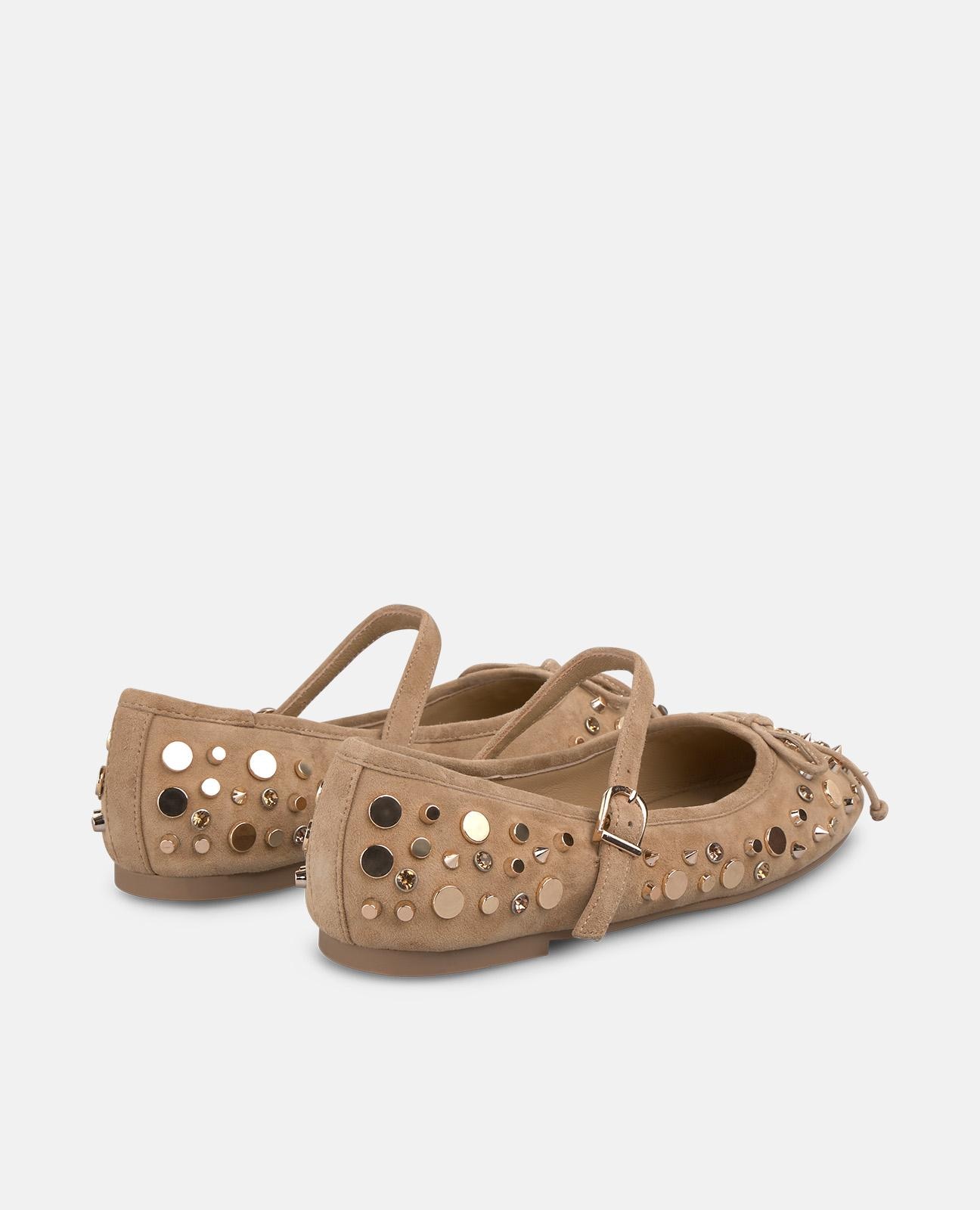 Bailarinas planas de mujer con lazo y cubierta con tachas - Camel Camel-2