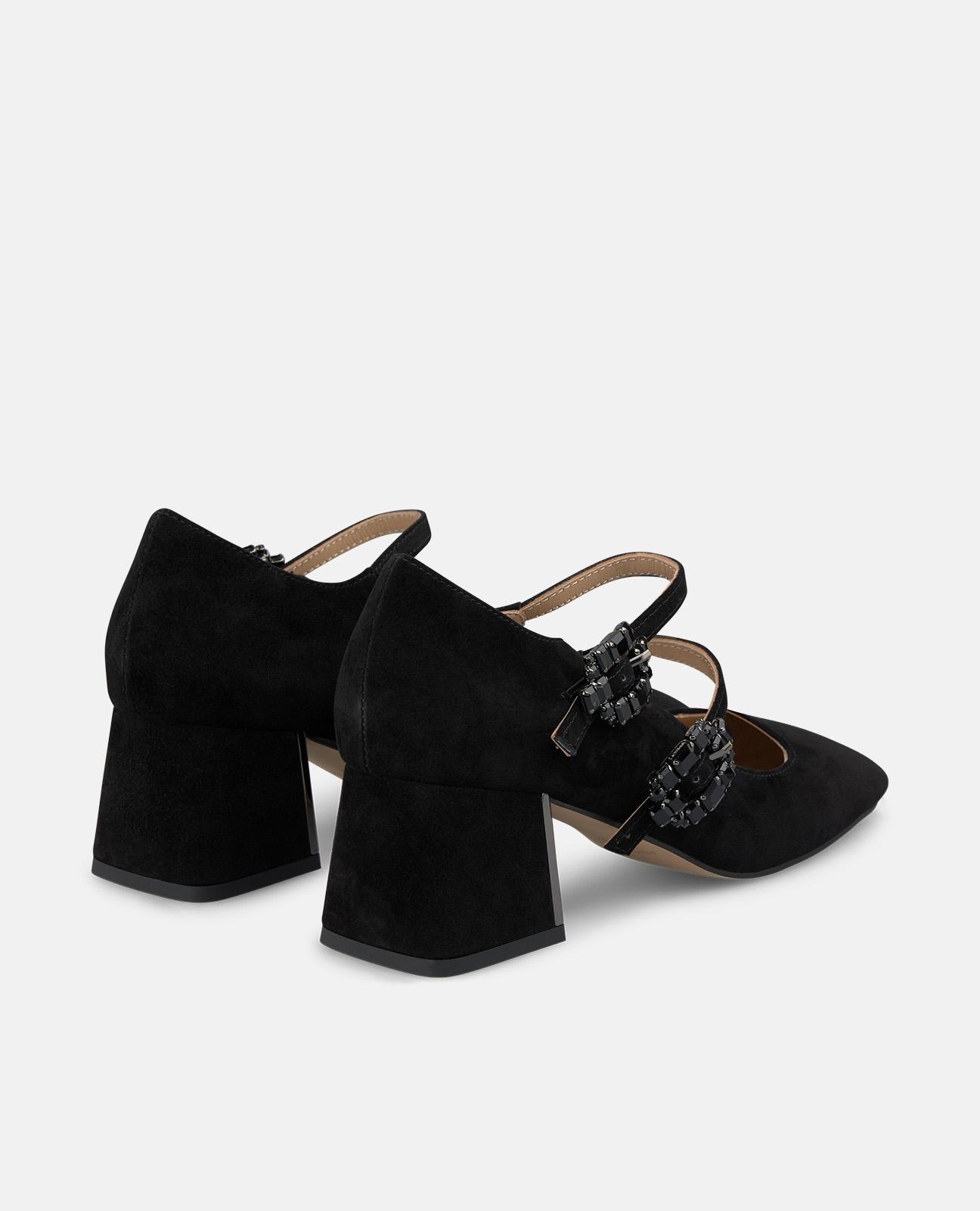 Imagen 2 de Zapatos de salón de mujer con dos hebillas joya y puntera cuadrada - Alma en Pena - Negro Negro