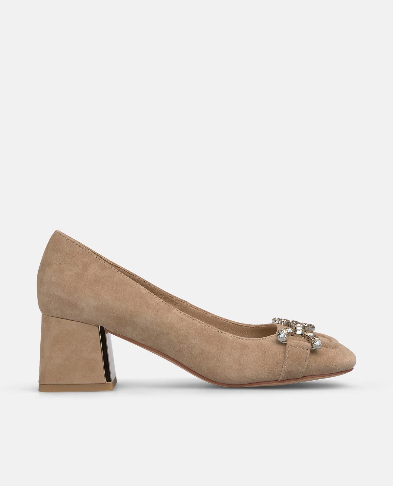 Zapatos de salón de mujer con estribo y puntera cuadrada sin cierre - Alma en Pena - Camel Camel-1
