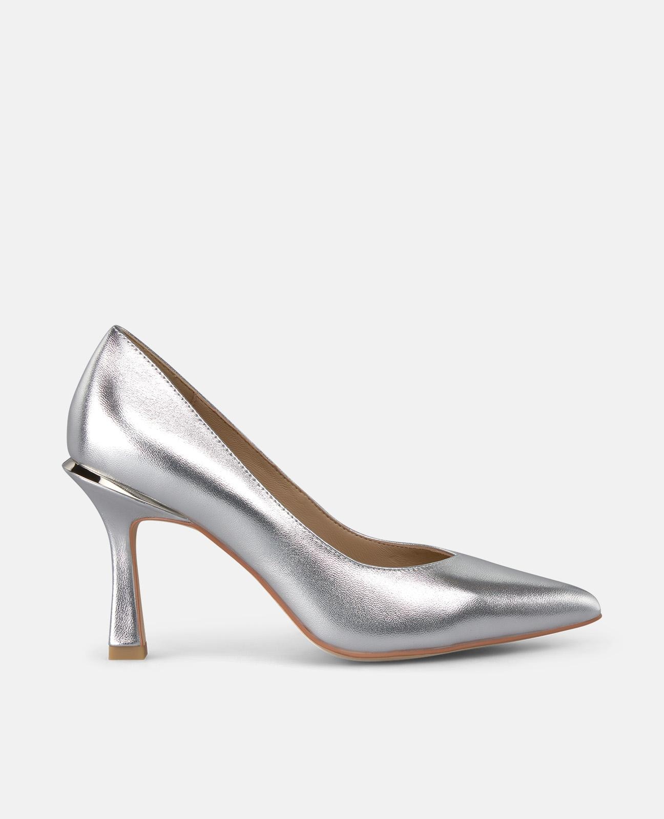 Zapatos de salón de mujer con puntera afilada y sin cierre - Alma en Pena - Plata Plata-1
