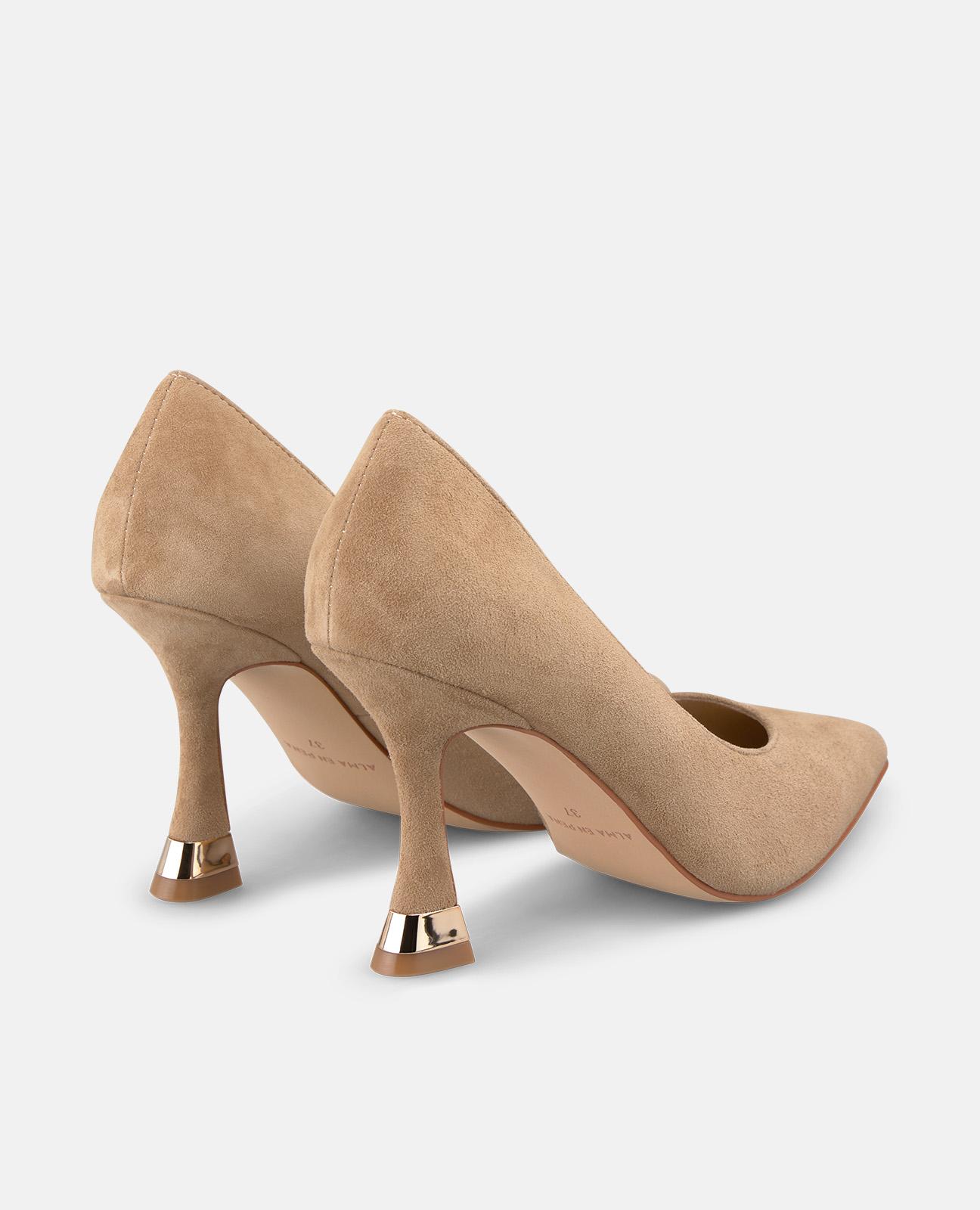 Zapatos de salón de mujer con puntera afilada y sin cierre - Camel Camel-2