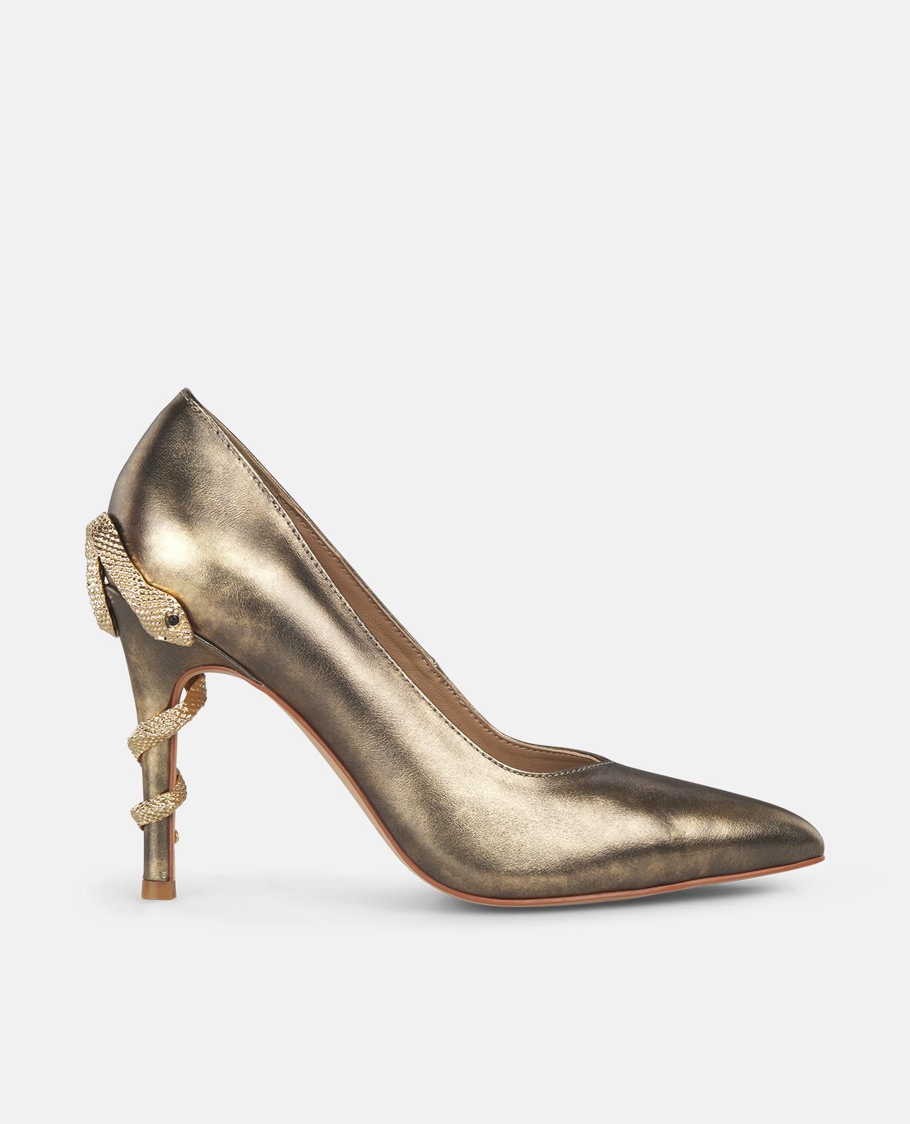 Alma en Pena - Zapatos de salón de mujer con detalle de serpiente en tacón y puntera afilada.