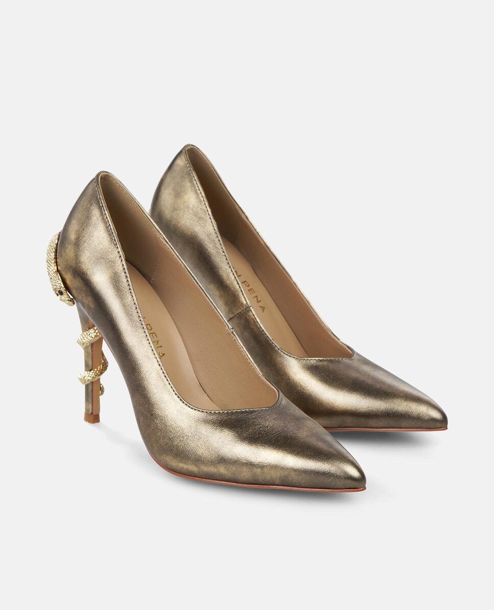 Zapatos de salón de mujer con detalle de serpiente en tacón y