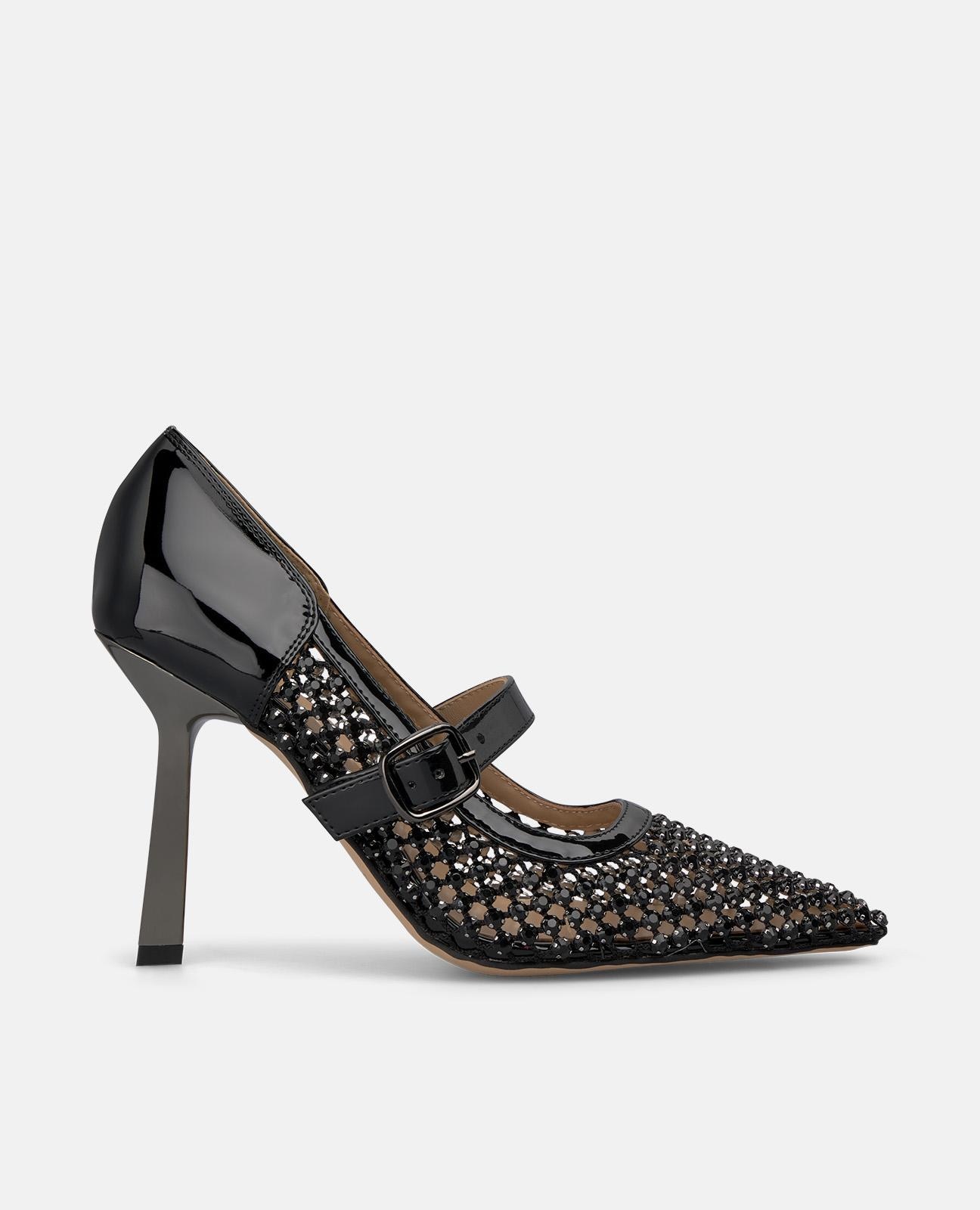 Alma en Pena - Zapatos de salón de mujer de rejilla con pedrería.