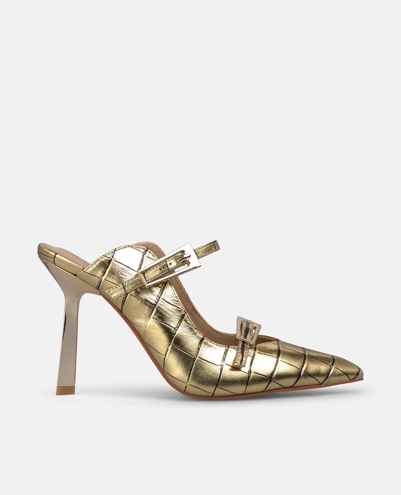 Alma en Pena - Zapatos de salón de mujer destalonados con dos hebillas.