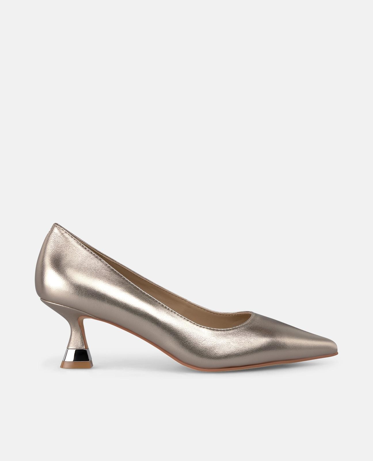 Zapatos de salón de mujer con puntera afilada sin cierre - Oro Oro-1
