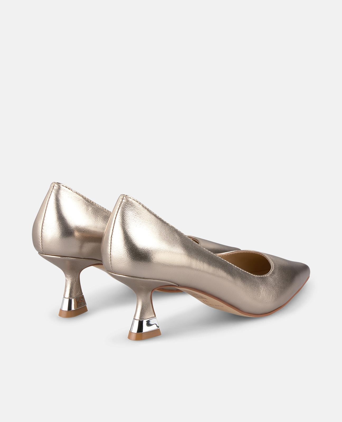 Zapatos de salón de mujer con puntera afilada sin cierre - Oro Oro-2