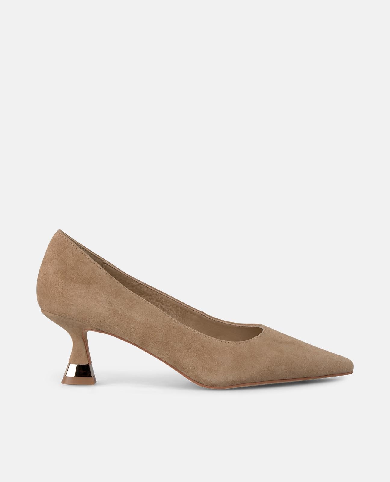 Zapatos de salón de mujer con puntera afilada sin cierre - Camel Camel-1