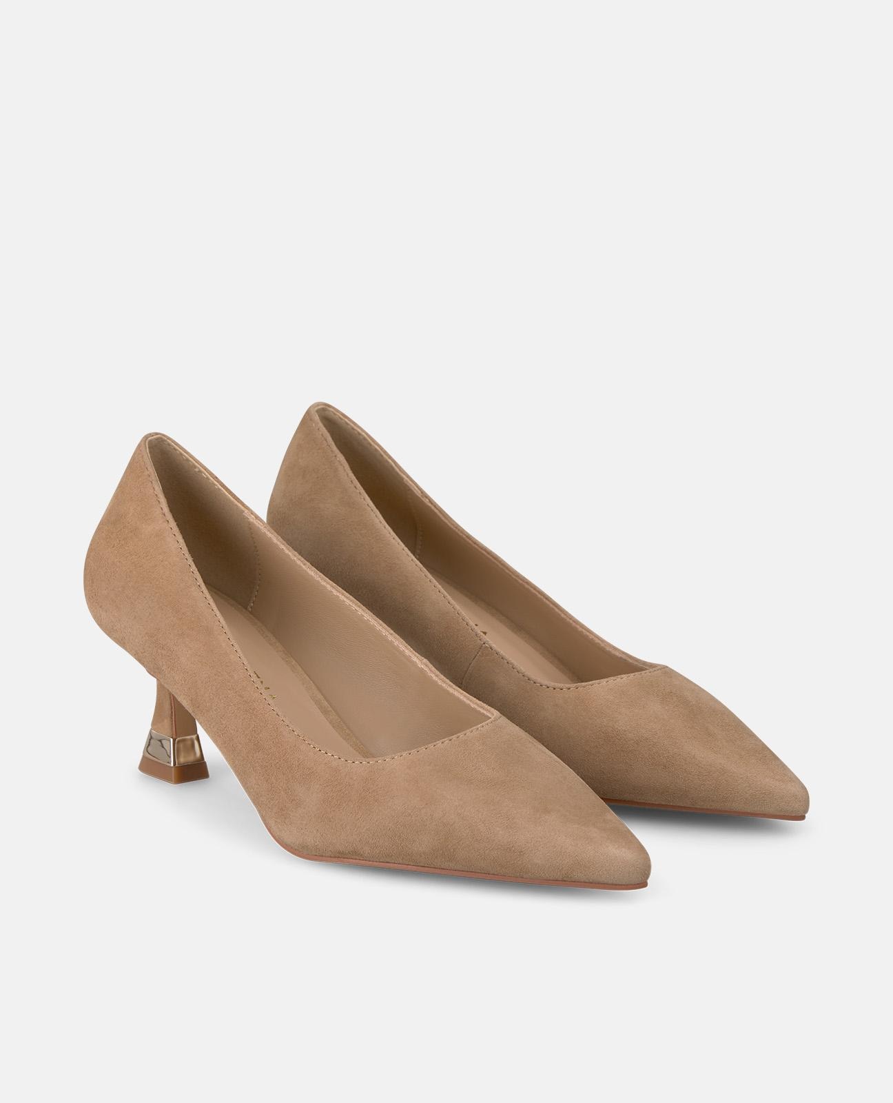 Zapatos de salón de mujer con puntera afilada sin cierre - Camel Camel-3