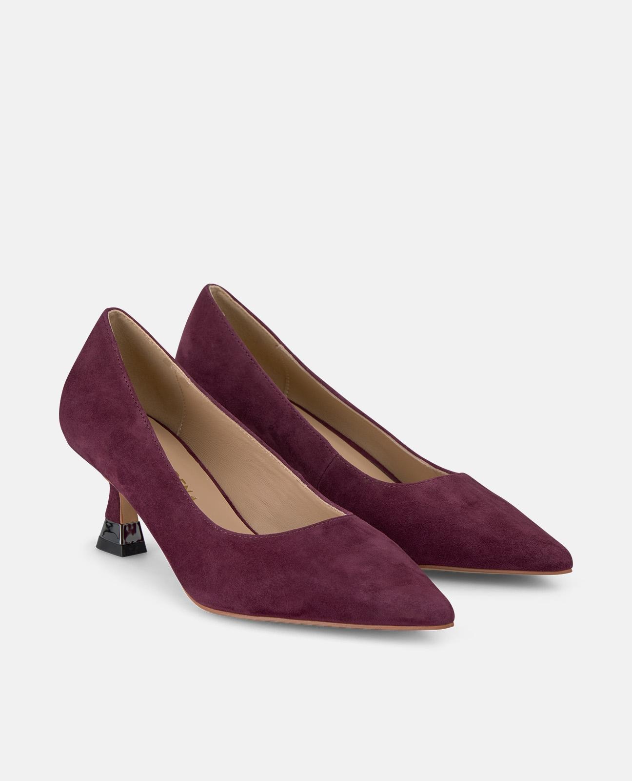 Zapatos de salón de mujer con puntera afilada sin cierre - Burdeos Burdeos-3