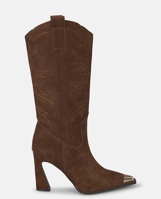 Imagen 0 de Botas de mujer de tacón con detalle metalizado en la puntera