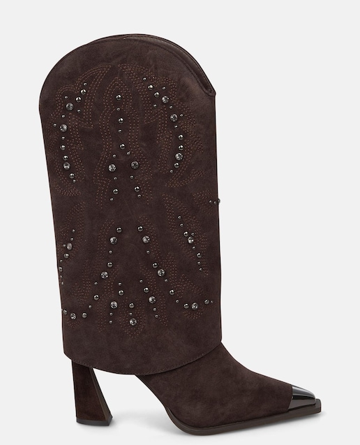 Imagen 0 de Botas cowboy de mujer con tachas punta afilada y tacón de aguja