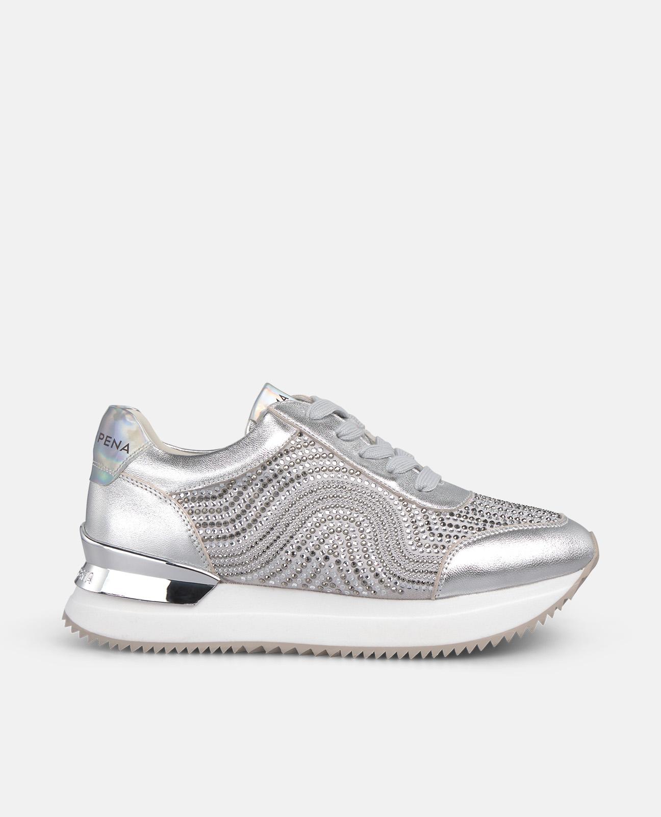 Alma en Pena - Zapatillas deportivas de mujer con detalles de pedrería y plataforma.