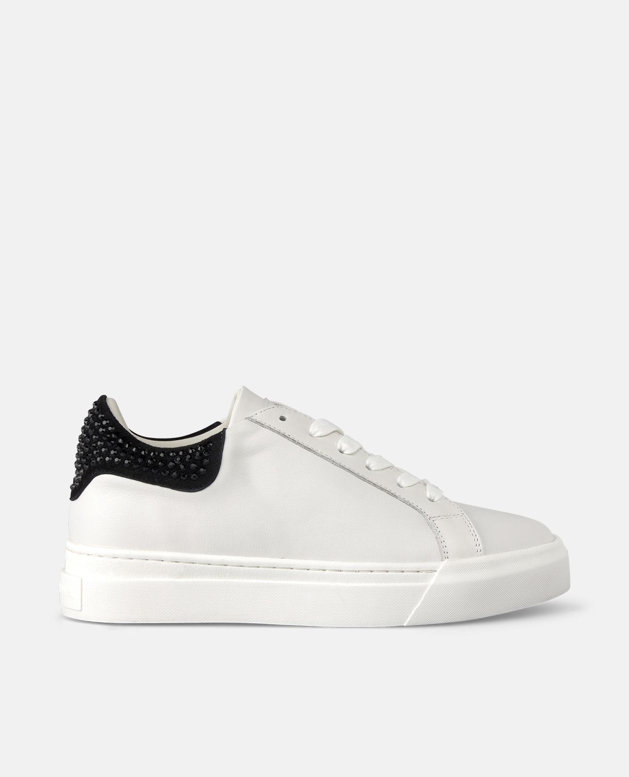 Alma en Pena - Zapatillas deportivas de mujer de piel con detalles de pedrería y plataforma.