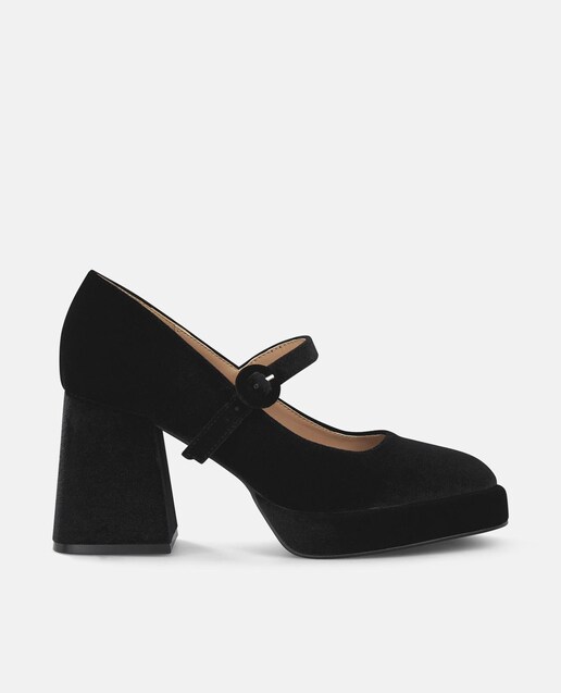 Imagen 0 de Zapatos de salón de mujer con tacón ancho y tira con hebilla
