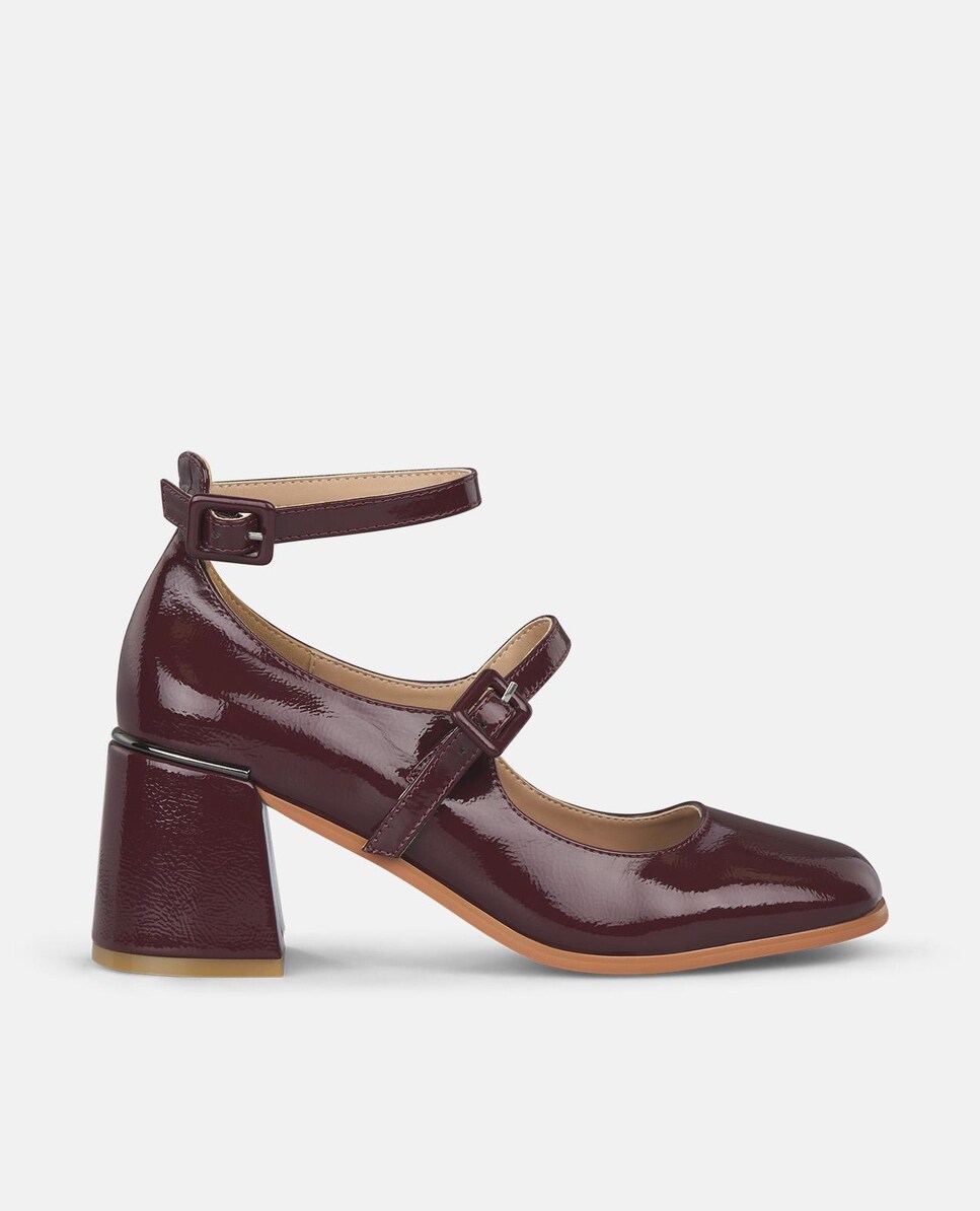 Zapatos de salón de mujer con hebillas tacón ancho y puntera