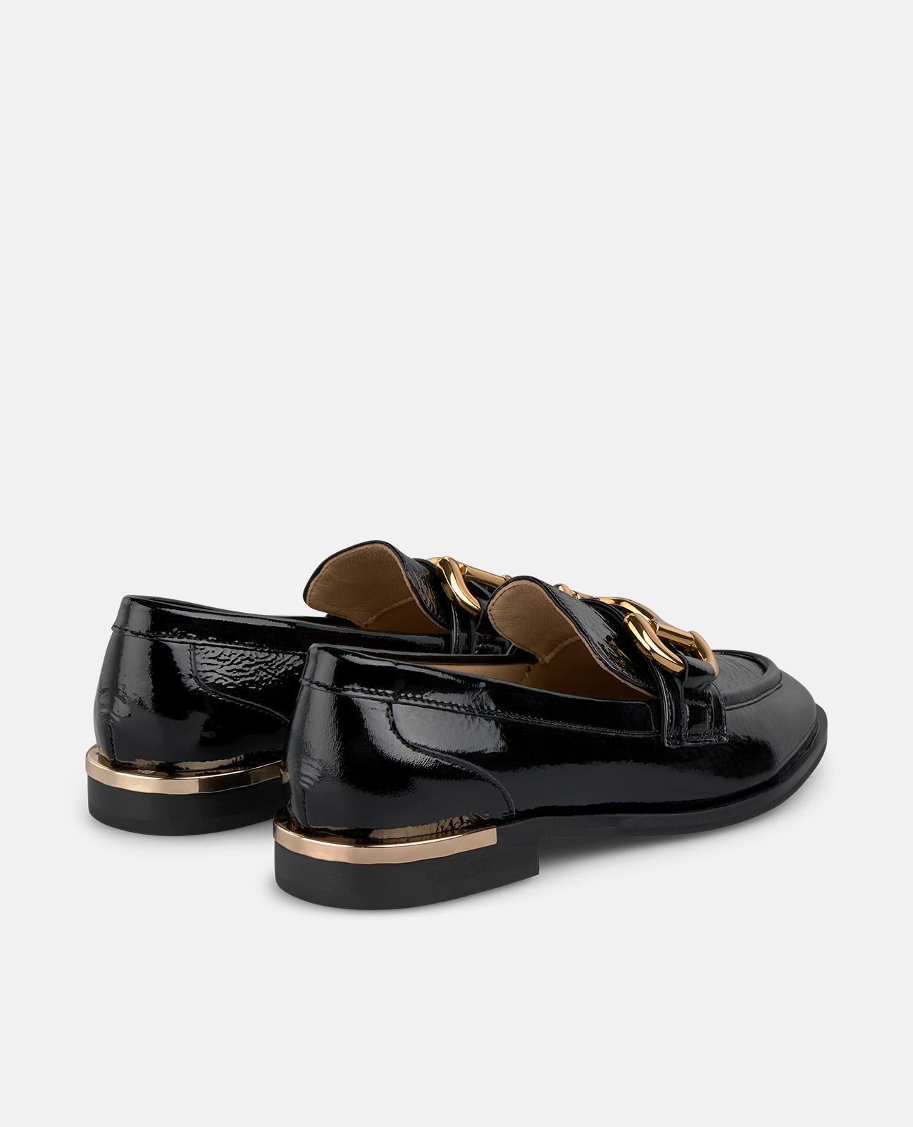 Imagen 2 de Mocasines con tacón de mujer con detalle estribo metalizado sin cierre - Alma en Pena - Negro Negro