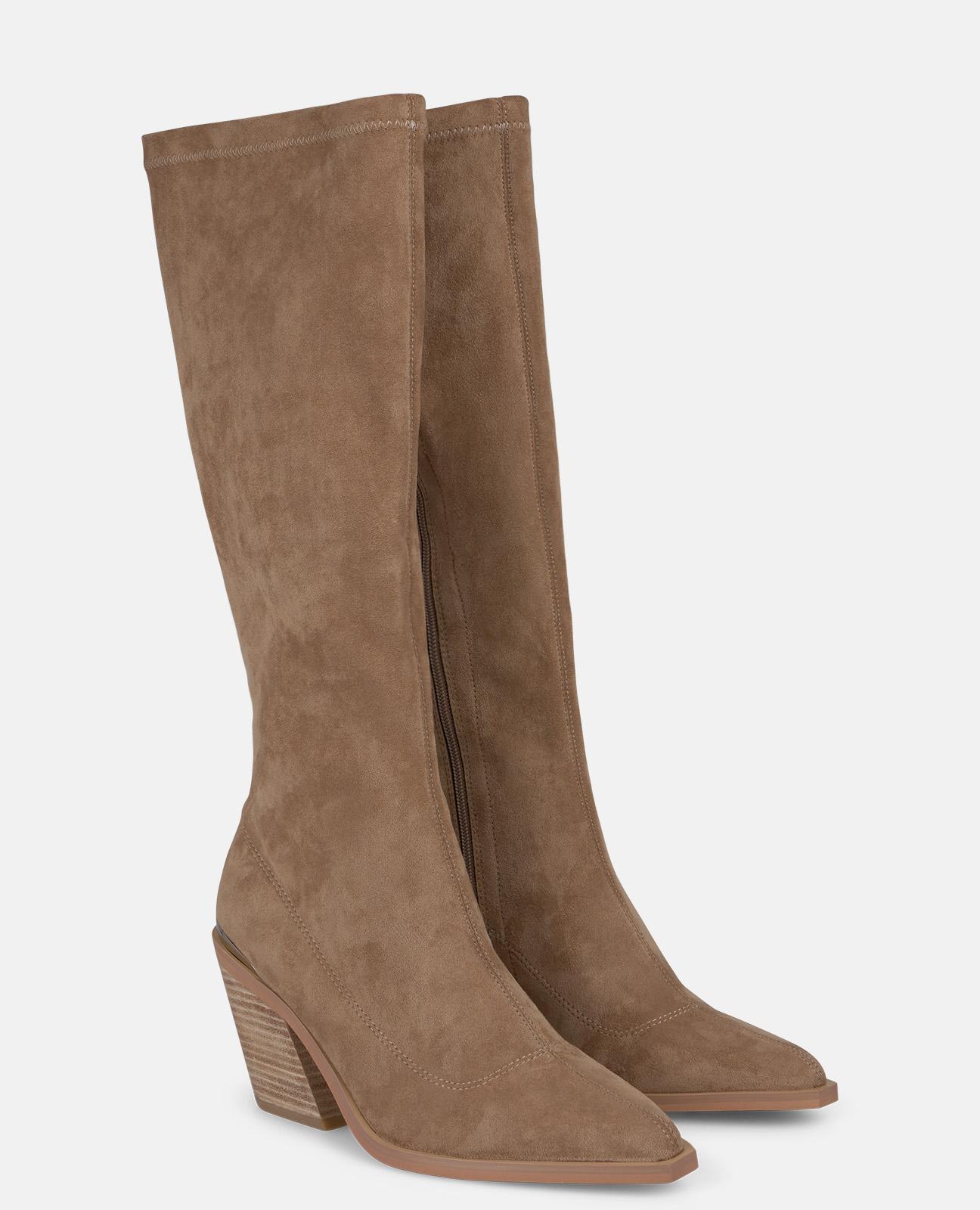 Botas básicas de mujer ajustadas con tacón - Alma en Pena - Visón Visón-3
